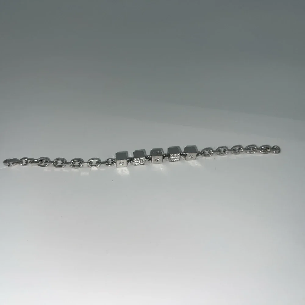 swarovski crystal‎ Women's Block MOM Braclet With Hearts Rhodium Plated